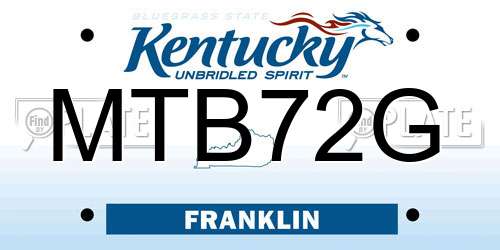 MTB72G Kentucky License Plate