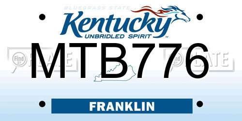 MTB776 Kentucky License Plate