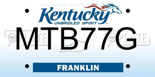 MTB77G Kentucky License Plate