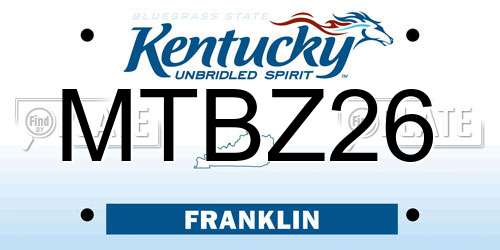 MTBZ26 Kentucky License Plate