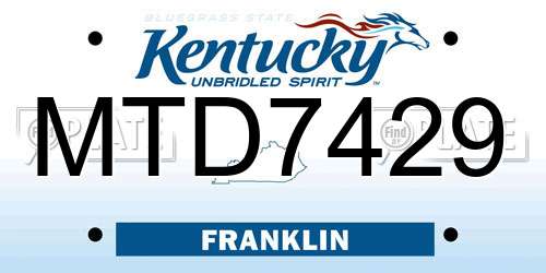 MTD7429 Kentucky License Plate