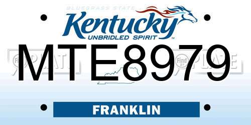 MTE8979 Kentucky License Plate