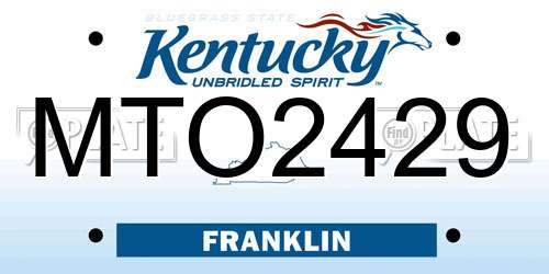 MTO2429 Kentucky License Plate