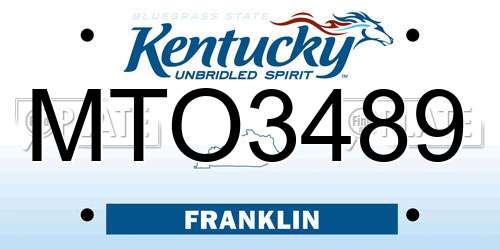 MTO3489 Kentucky License Plate