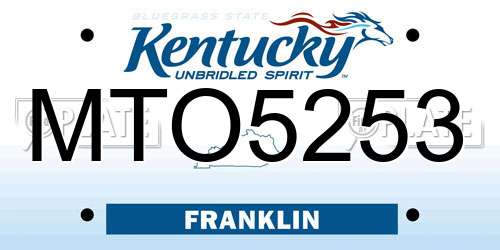 MTO5253 Kentucky License Plate