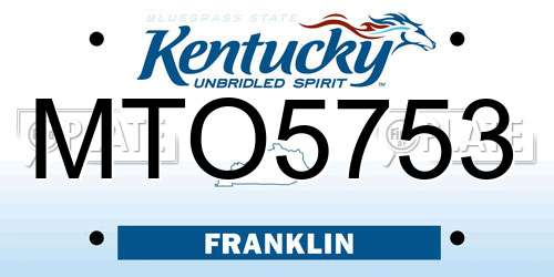 MTO5753 Kentucky License Plate