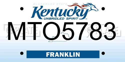 MTO5783 Kentucky License Plate