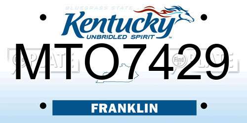 MTO7429 Kentucky License Plate