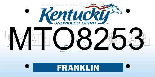 MTO8253 Kentucky License Plate