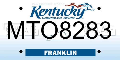 MTO8283 Kentucky License Plate