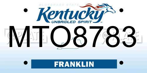 MTO8783 Kentucky License Plate