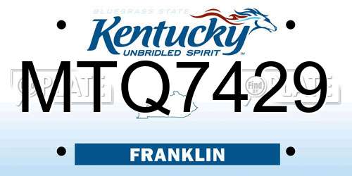 MTQ7429 Kentucky License Plate