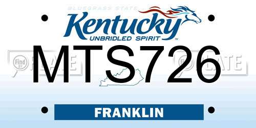 MTS726 Kentucky License Plate
