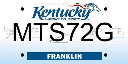 MTS72G Kentucky License Plate