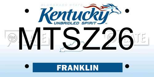 MTSZ26 Kentucky License Plate