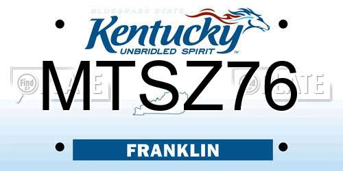 MTSZ76 Kentucky License Plate