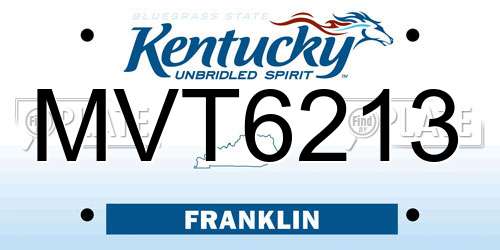 MVT6213 Kentucky License Plate