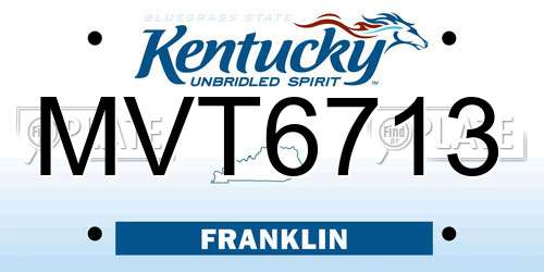 MVT6713 Kentucky License Plate
