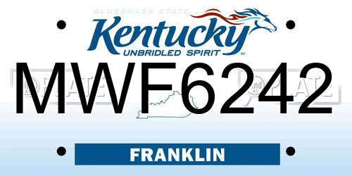 MWF6242 Kentucky License Plate