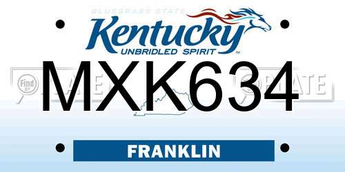 MXK634 Kentucky License Plate