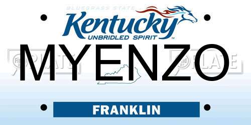MYENZO Kentucky License Plate