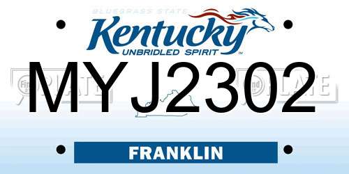 MYJ2302 Kentucky License Plate