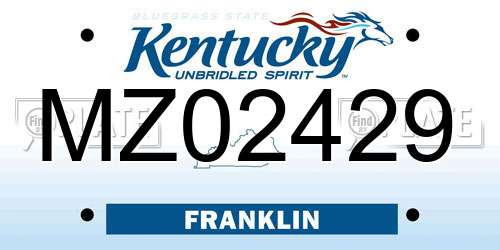 MZ02429 Kentucky License Plate