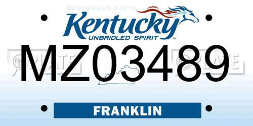 MZ03489 Kentucky License Plate