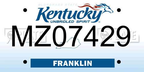 MZ07429 Kentucky License Plate