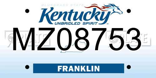 MZ08753 Kentucky License Plate