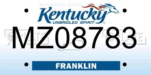 MZ08783 Kentucky License Plate