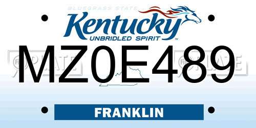 MZ0E489 Kentucky License Plate