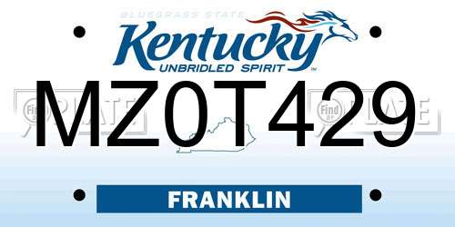 MZ0T429 Kentucky License Plate