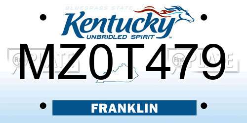 MZ0T479 Kentucky License Plate