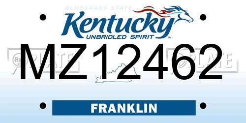 MZ12462 Kentucky License Plate