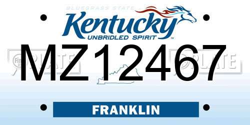 MZ12467 Kentucky License Plate