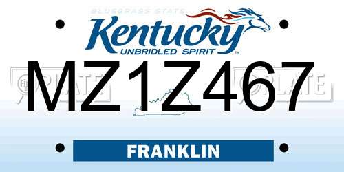 MZ1Z467 Kentucky License Plate