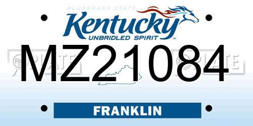 MZ21084 Kentucky License Plate