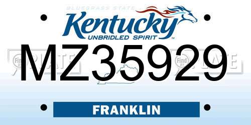 MZ35929 Kentucky License Plate