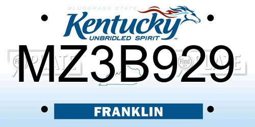 MZ3B929 Kentucky License Plate