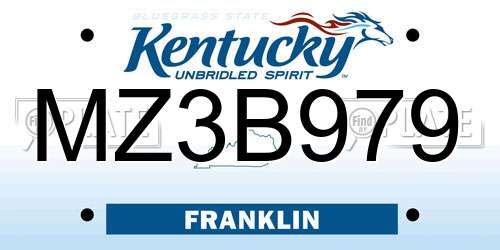 MZ3B979 Kentucky License Plate