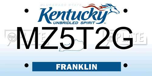 MZ5T2G Kentucky License Plate