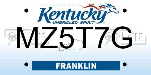 MZ5T7G Kentucky License Plate
