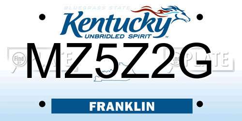 MZ5Z2G Kentucky License Plate