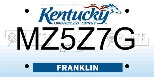 MZ5Z7G Kentucky License Plate