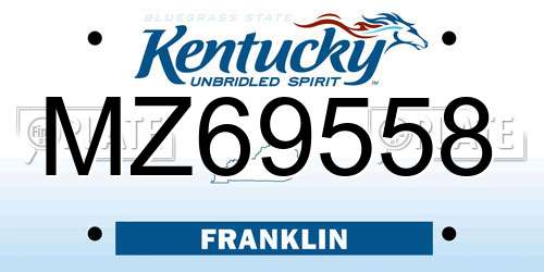 MZ69558 Kentucky License Plate