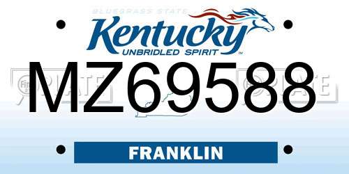 MZ69588 Kentucky License Plate