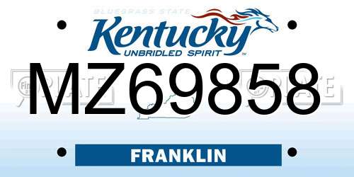 MZ69858 Kentucky License Plate