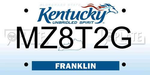 MZ8T2G Kentucky License Plate