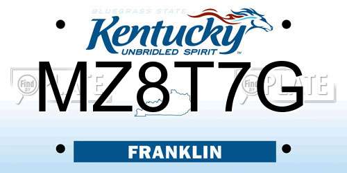 MZ8T7G Kentucky License Plate